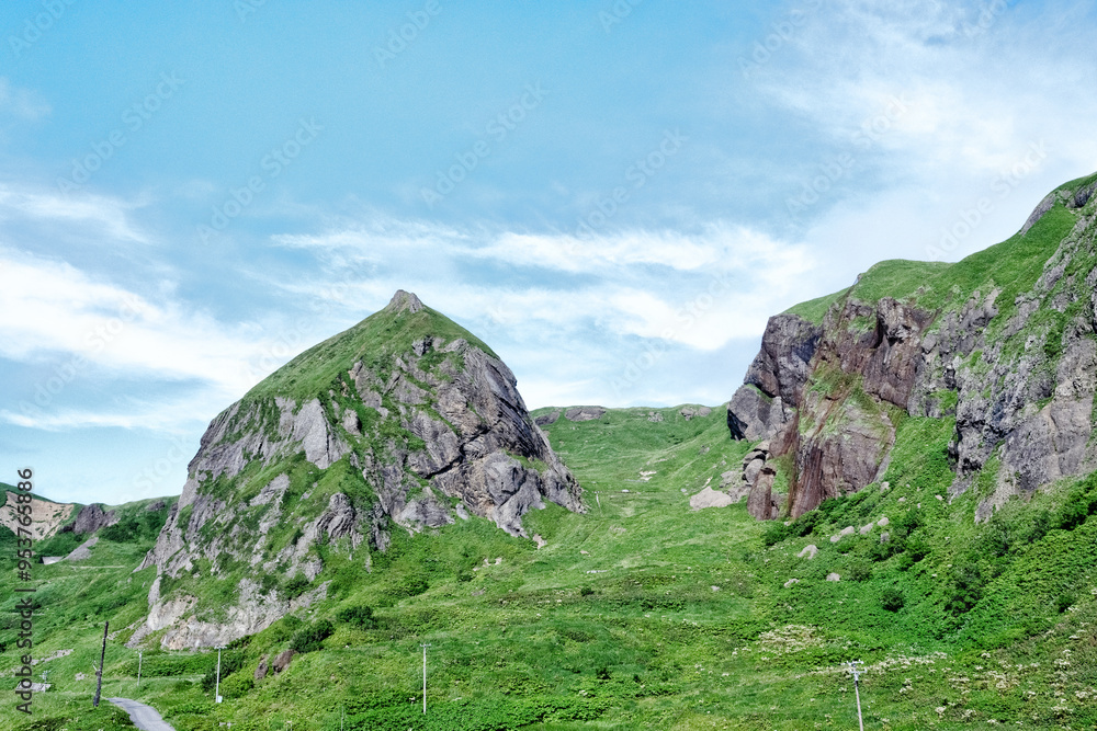 Obraz premium 礼文島にある天然岩の桃岩