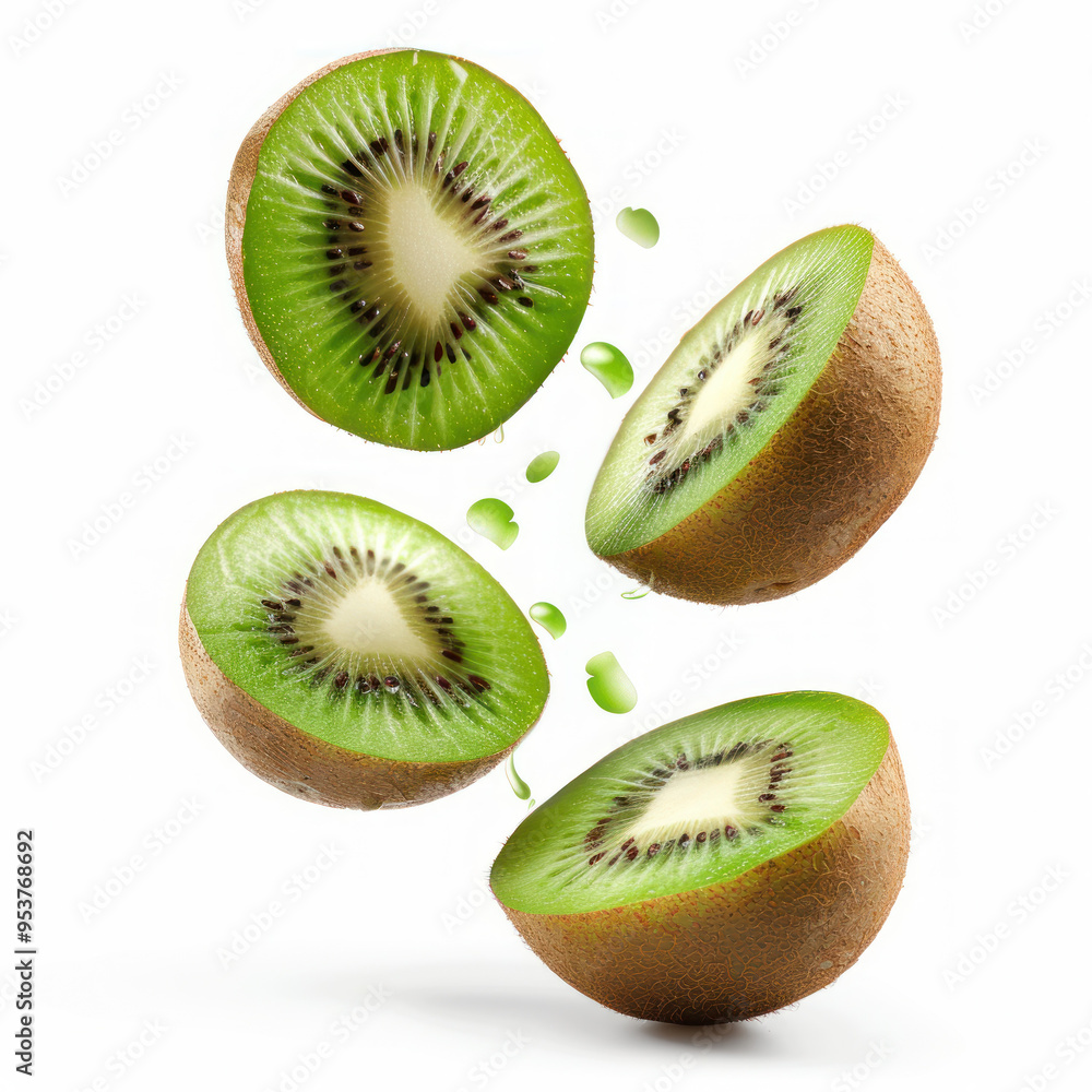 Fototapeta premium kiwi fruit flying on white background