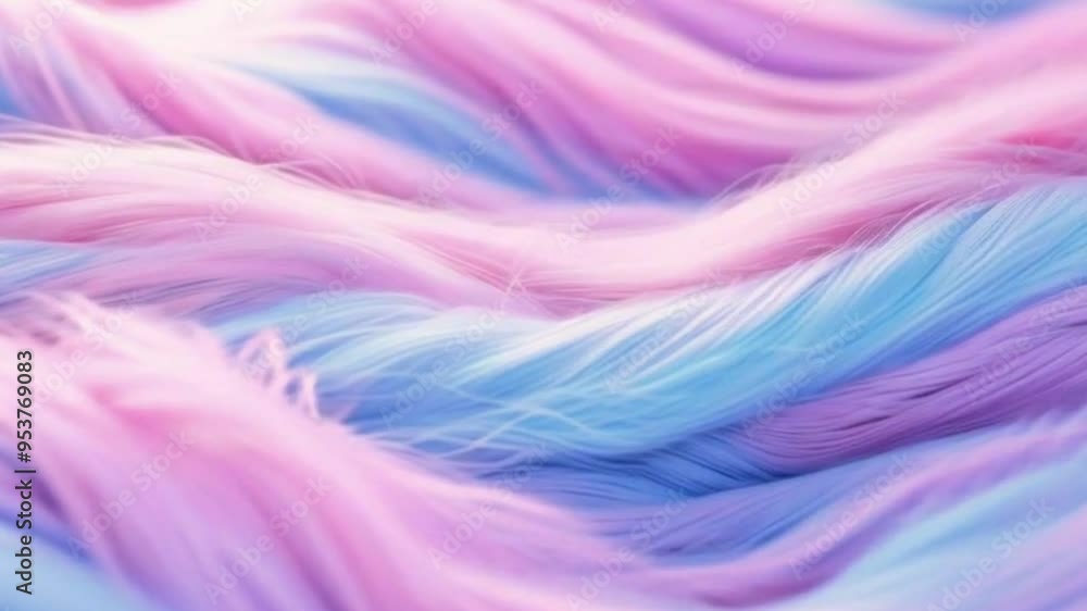Futuristic 3D Animation of Pink and Blue Plush Wool Swirling in the Wind Futuristic 3D Animation of Pink and Blue Plush Wool Swirling in the Wind