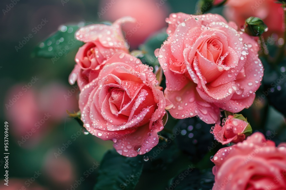 Pink Roses With Dew Drops Pink Roses With Dew Drops