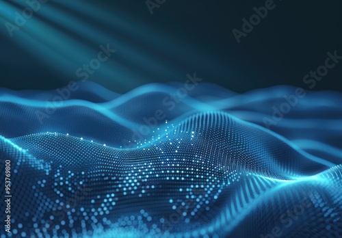 Abstract Blue Digital Wave Background