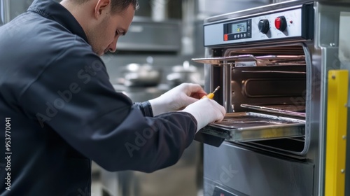Chef Repairing Industrial Oven