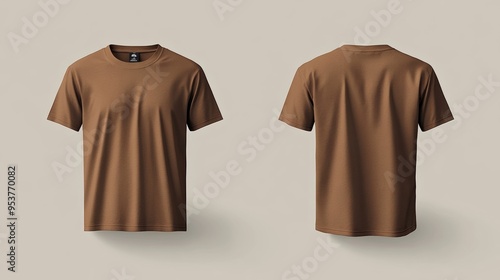 Blank brown short sleeve t-shirt mockup