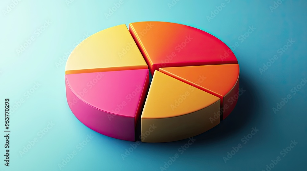 Obraz premium A pie chart with vibrant segments showcasing market share distribution on a sleek, modern background.
