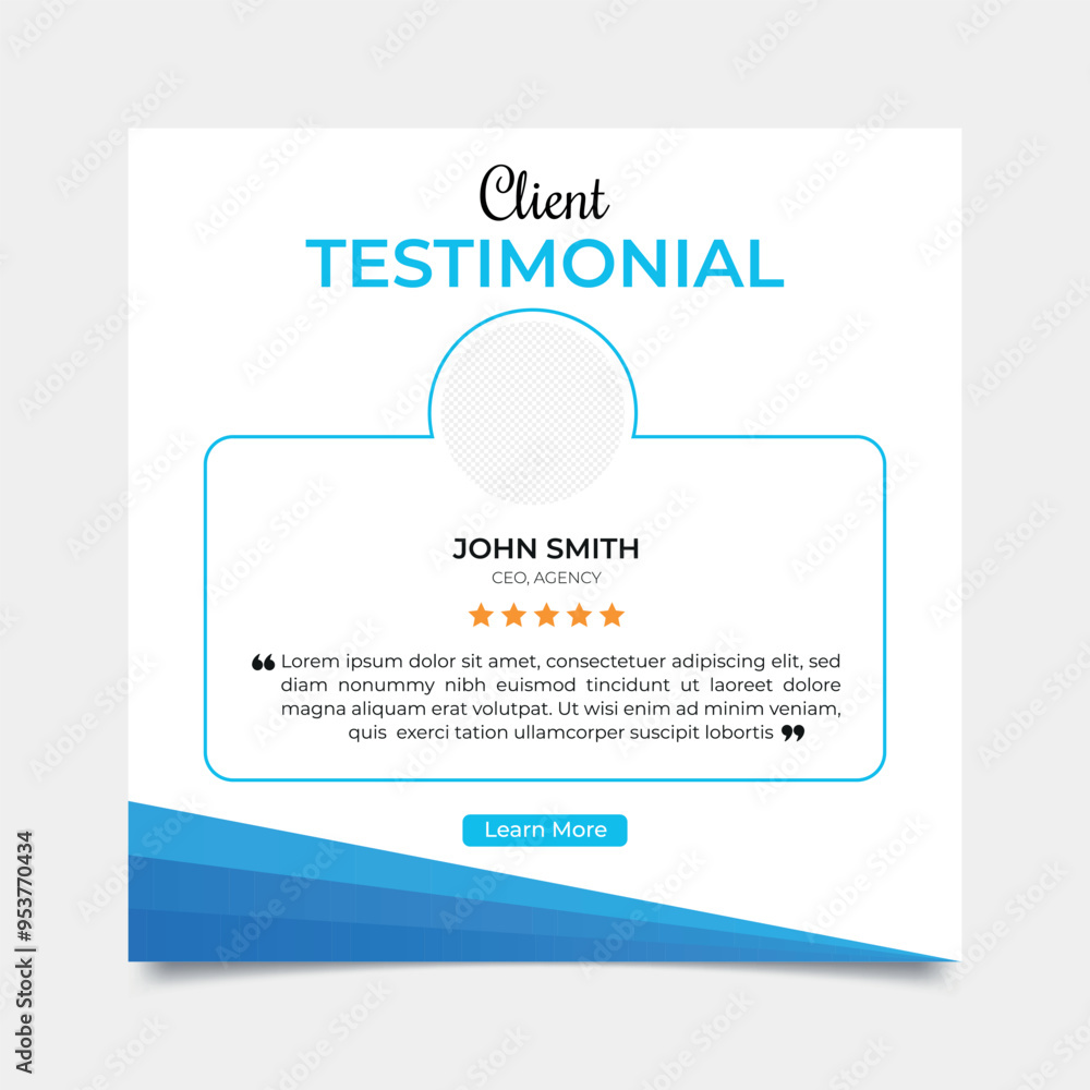 Client feedback or customer testimonial social media post design template. Client feedback or customer testimonial social media post design template.
