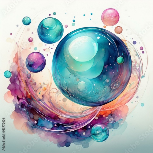 abstract watercolor background with bubbles