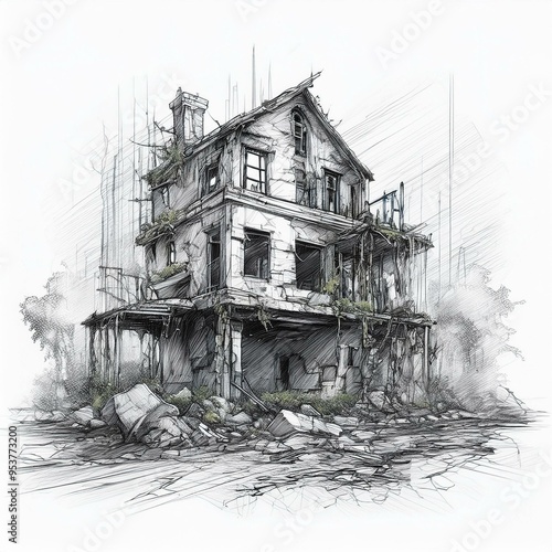 sketch of an old house