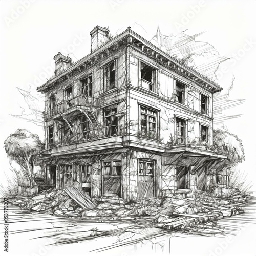 sketch of the old house