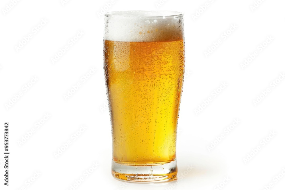 Frosty glass of light beer isolated on a white background. File contains clipping path. Frosty glass of light beer isolated on a white background. File contains clipping path.