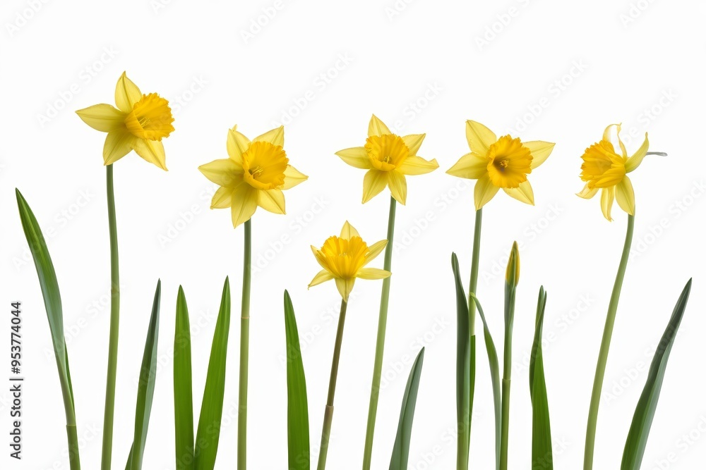 yellow flowers in a vase with green stems against a white background yellow flowers in a vase with green stems against a white background