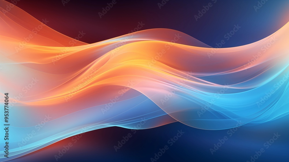 Abstract Digital Technology Background with Wavy Lines and Glowing Light in Orange and Blue Gradient on a Dark Color Palette, High-Quality 8K Resolution Wallpaper Abstract Digital Technology Background with Wavy Lines and Glowing Light in Orange and Blue Gradient on a Dark Color Palette, High-Quality 8K Resolution Wallpaper