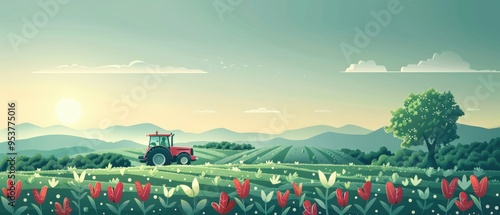 Efficient land use, sustainable farming strategies, flat design illustration photo