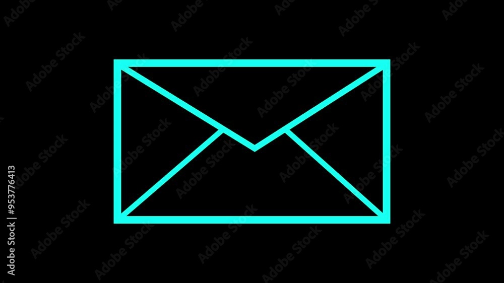 Message, mail, email, inbox, icon animation on a black background. Message, mail, email, inbox, icon animation on a black background.