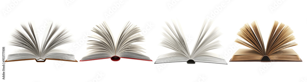 Open Books in a Row, a Symbol of Knowledge Open Books in a Row, a Symbol of Knowledge