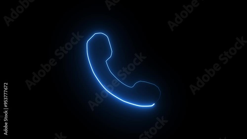 Wallpaper Mural Neon blue glowing telephone icon animation, call icon shape animation with black background Torontodigital.ca