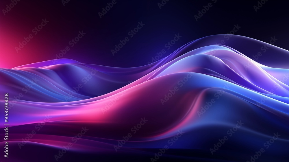 Mysterious Dark Purple Background with Colorful Flowing Light Lines and Gradient Waves, Futuristic Technology Design for Graphic Backgrounds and Wallpaper Mysterious Dark Purple Background with Colorful Flowing Light Lines and Gradient Waves, Futuristic Technology Design for Graphic Backgrounds and Wallpaper