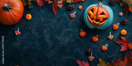 Happy Halloween background. Scary Lantern. All saints day. Day of Death.