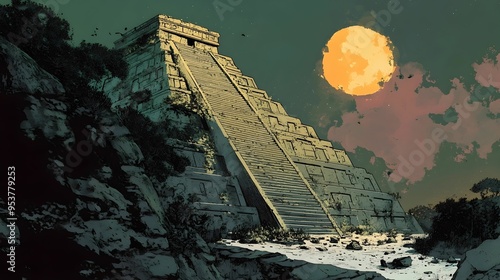 AZTEC PYRAMID. BACKGROUND. WALLPAPER 