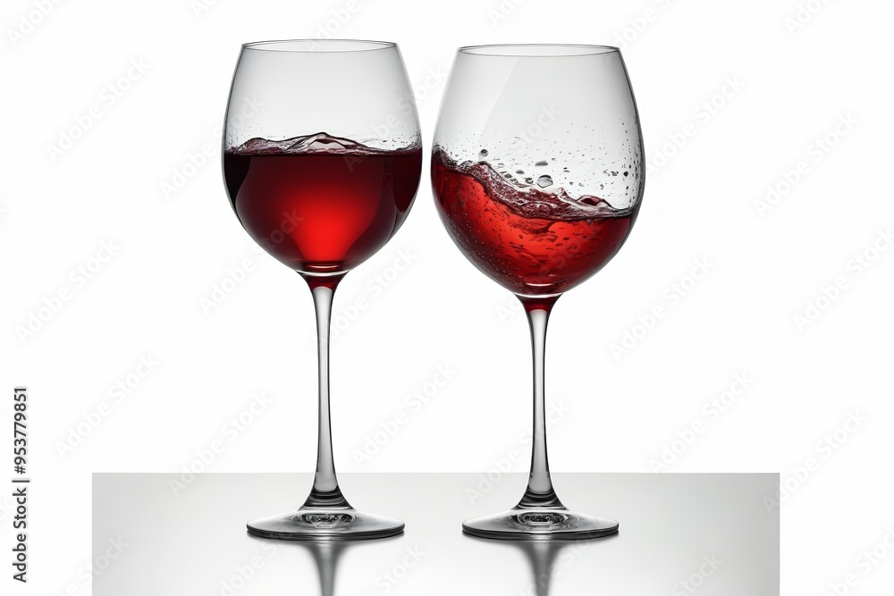 there are two wine glasses with red wine in them there are two wine glasses with red wine in them