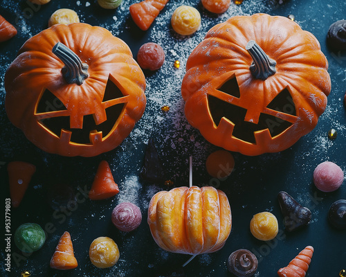 Happy Halloween background. Scary Lantern. All saints day. Day of Death.