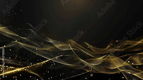 Abstract Golden Waves with Sparkle