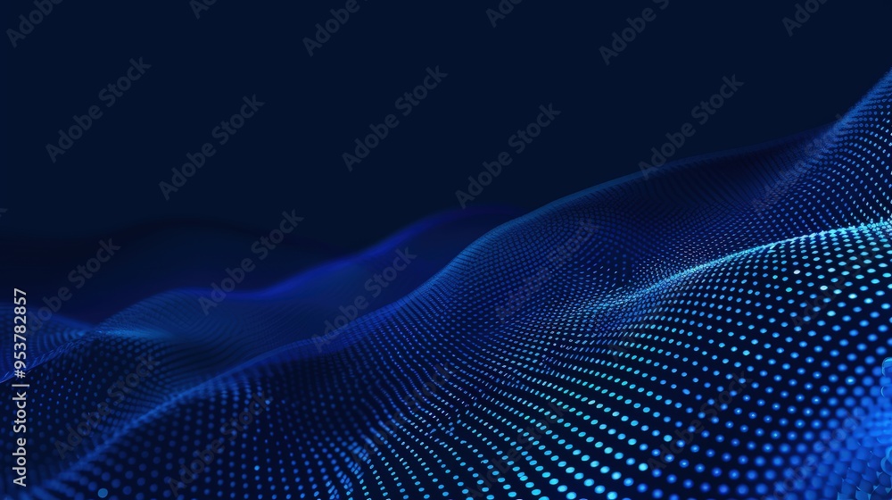 A digital abstract representation of flowing waves created with dots, evoking a sense of movement and depth. A digital abstract representation of flowing waves created with dots, evoking a sense of movement and depth.