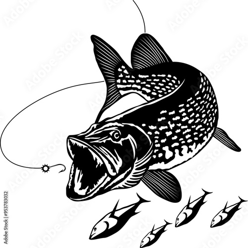 Fishing Bait Logo Of Northern Pike