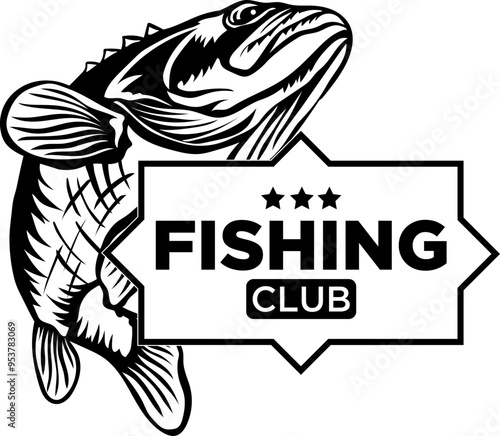 Fishing Club Logo Of Angling Grass Carp