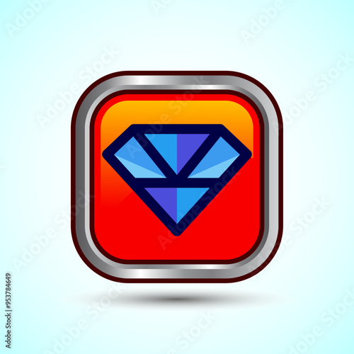 Diamond Icon Button Design Illustration. Jewel and Gem Icon