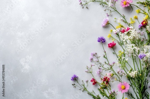 Floral Arrangement on a Grey Background