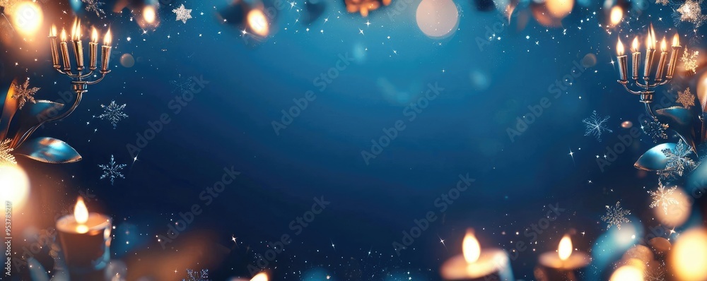 A festive background featuring candles and snowflakes, perfect for celebrating holiday traditions and creating a warm atmosphere. A festive background featuring candles and snowflakes, perfect for celebrating holiday traditions and creating a warm atmosphere.