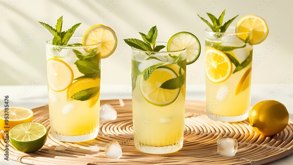 Fototapeta premium Refreshing Citrus Drinks with Ice