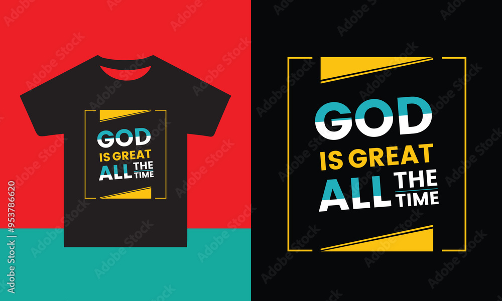 GOD IS GREAT OR GOD IS GOOD typography slogan print black t-shirt design template vector
