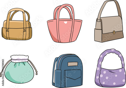 Various bags and backpack sets