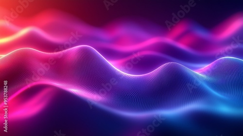 Wallpaper Mural Abstract Digital Technology Background with Wavy Lines and Glowing Light in Purple and Blue Gradient on a Dark Color Palette, High-Quality 8K Resolution Wallpaper Torontodigital.ca