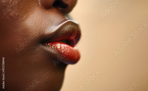 Beautiful and sensual lips of a young black woman