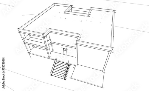 architectural sketch of a house