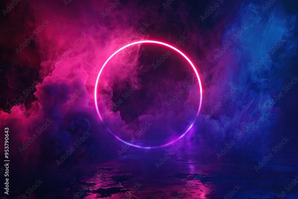 Modern futuristic sci fi portal with neon geometric design. Modern futuristic sci fi portal with neon geometric design.