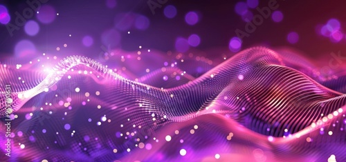 Abstract Purple Waves with Glowing Lights
