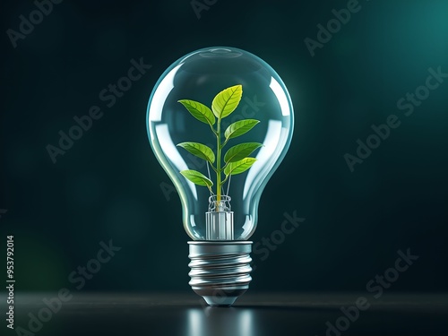 Light Bulb with Growing Plant Inside 3D Render