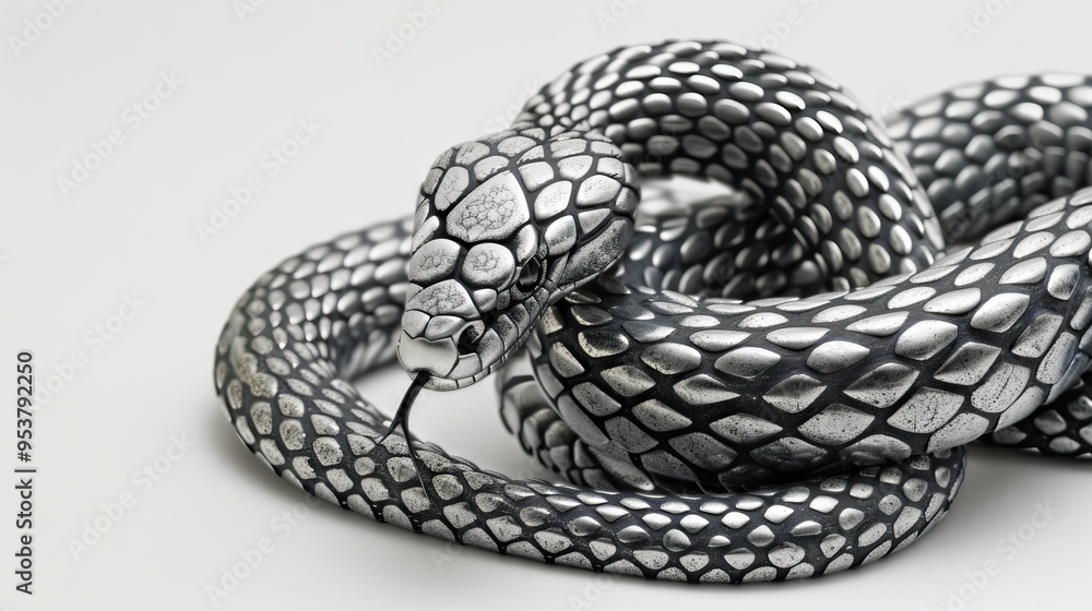 Silver serpentine isolated on white background Silver serpentine isolated on white background