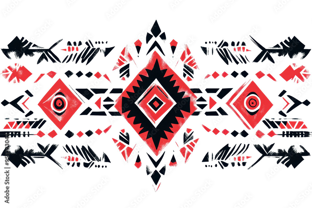 Obraz premium Bold tribal design with vivid colors isolated on transparent background