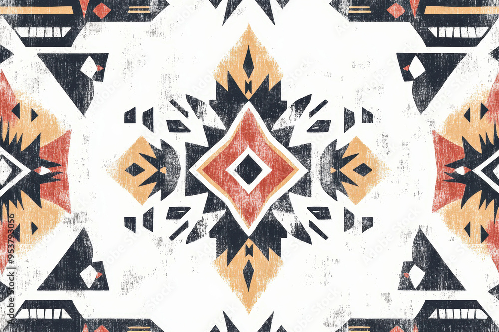 Fototapeta premium Earthy-toned geometric pattern isolated on transparent background