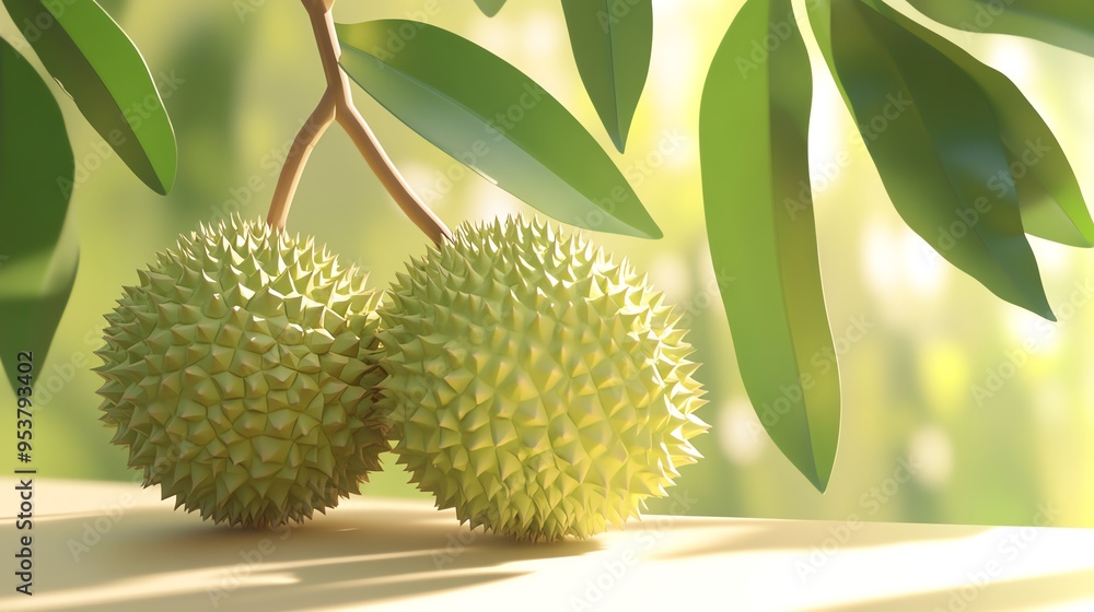 durian fruit on a tree durian fruit on a tree