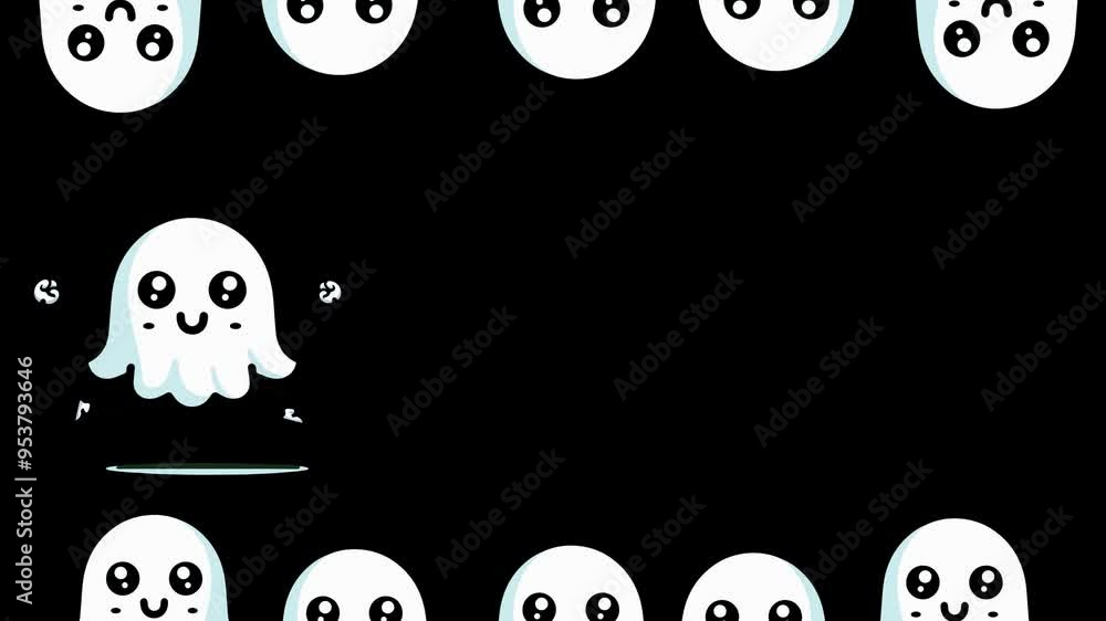animated video frame of cute ghost, 2d looping animation animated video frame of cute ghost, 2d looping animation