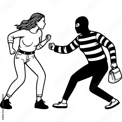 Woman confronting a robber.