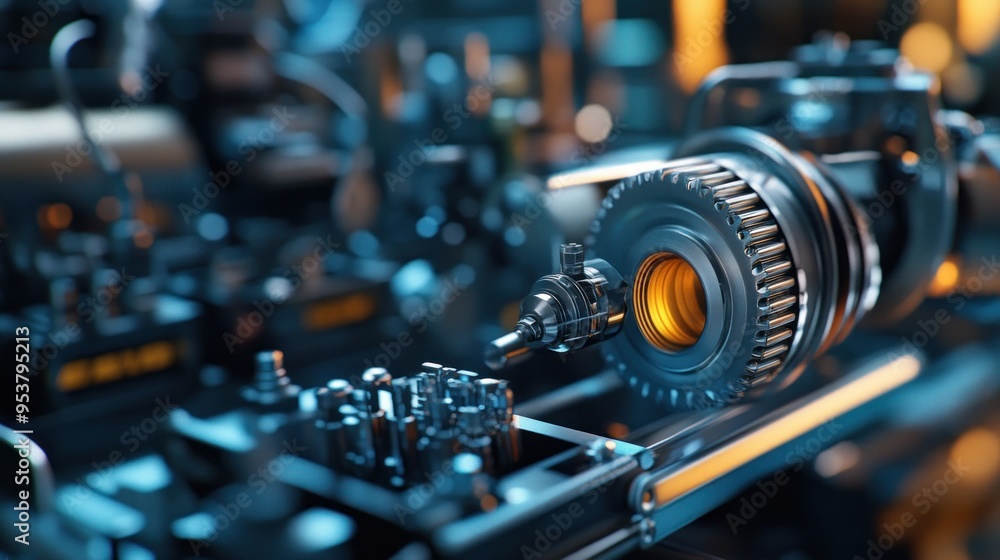 Closeup of a Complex Industrial Machine Gear System Closeup of a Complex Industrial Machine Gear System