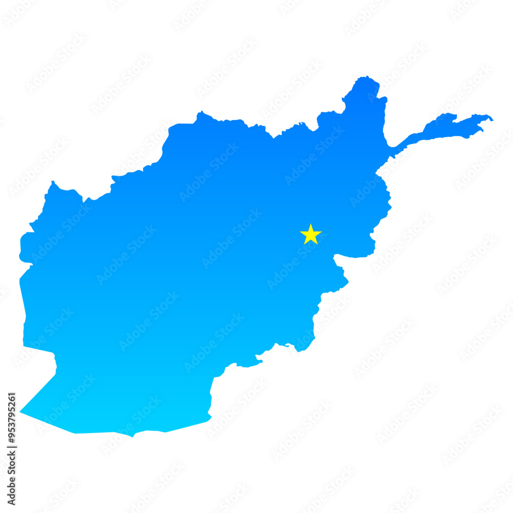 Map of Afghanistan with its capital Kabul in professional blue style Map of Afghanistan with its capital Kabul in professional blue style