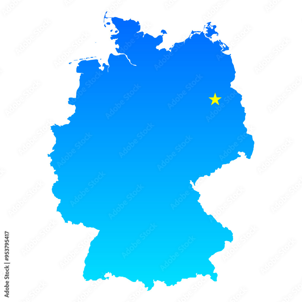 Map of Germany with its capital Berlin in professional blue style Map of Germany with its capital Berlin in professional blue style