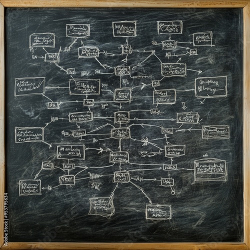 Chaotic Organizational Decision Tree on Chalkboard